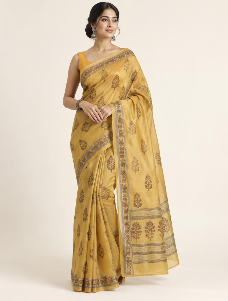 Sunbeam Yellow Saree — Marigold Chiffon saree